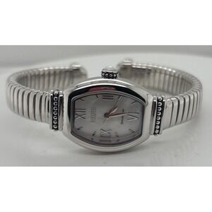 Ecclissi Sterling Silver Women's Flex Cuff Japan Quartz MOP Dial Watch! 24